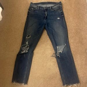 Mother - the mid rise dazzler ankle fray